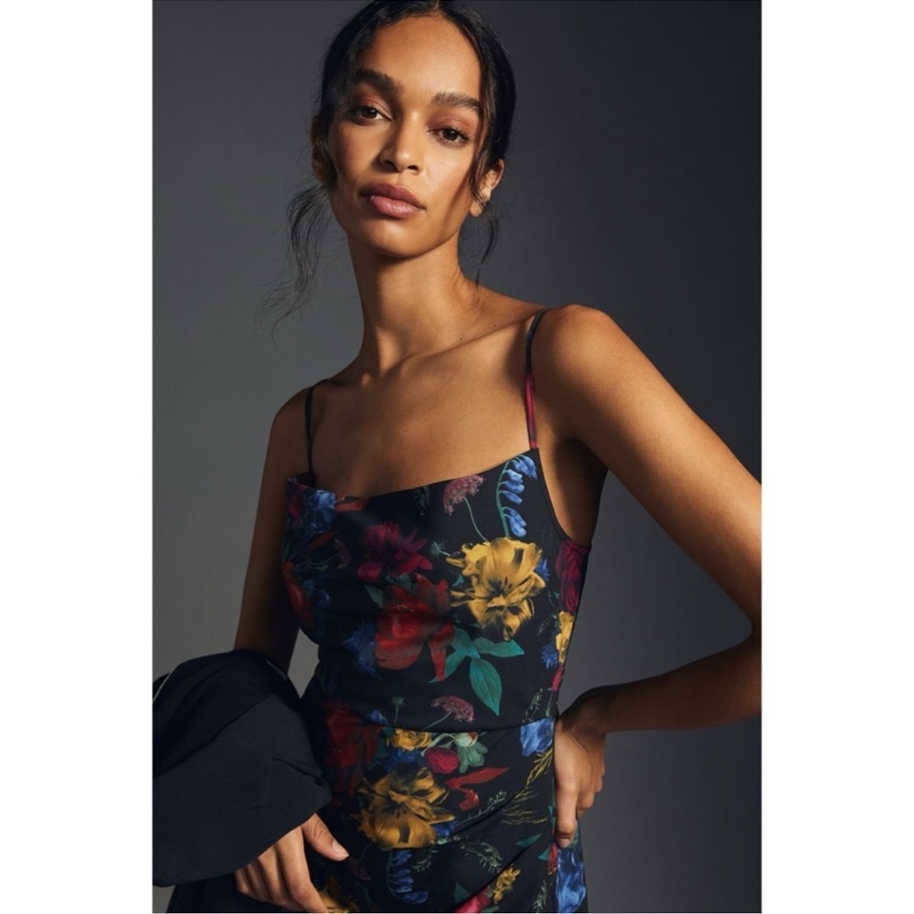 Anthropologie Hutch Floral Pleated Maxi Dress Black Red Size 18W NWT - Picture 2 of 11